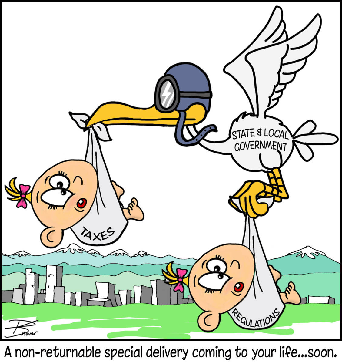 Cartoon: "Government Stork Twins" By Paul Snover, Skroder Comics