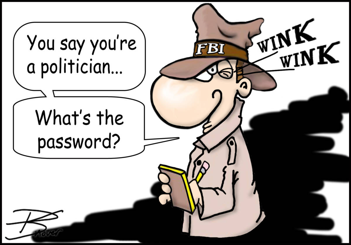 Cartoon: “FBI (wink, wink)” By Paul Snover, Skroder Comics