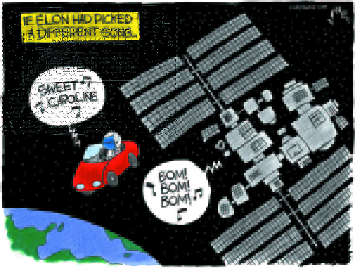Cartoon: "Ground Control To Caroline"
