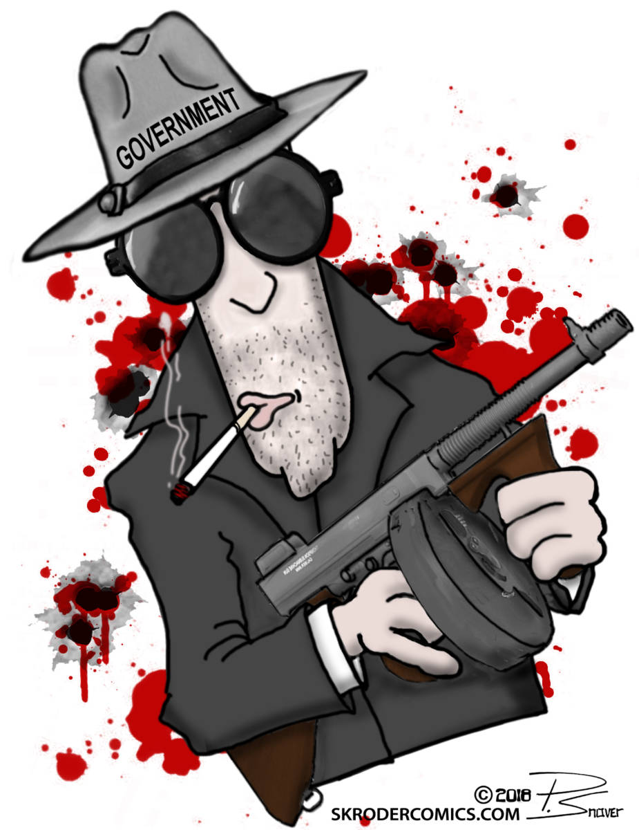 Cartoon: “Government Agent or Gangster?” By Paul Snover, Skroder Comics