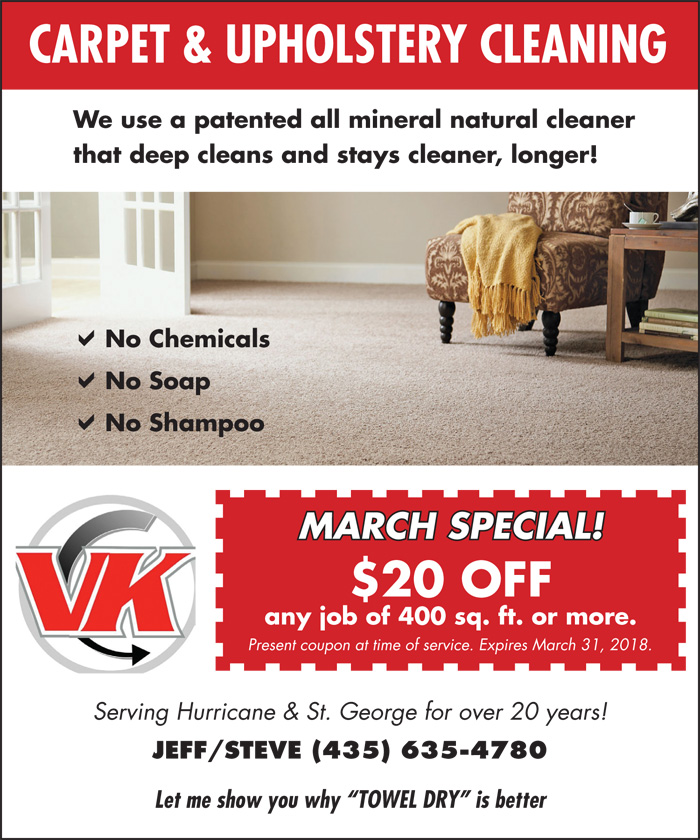Veri Kleen serves Hurricane, St. George, and Washington County providing the highest in quality carpet cleaning and carpet and upholstery care.