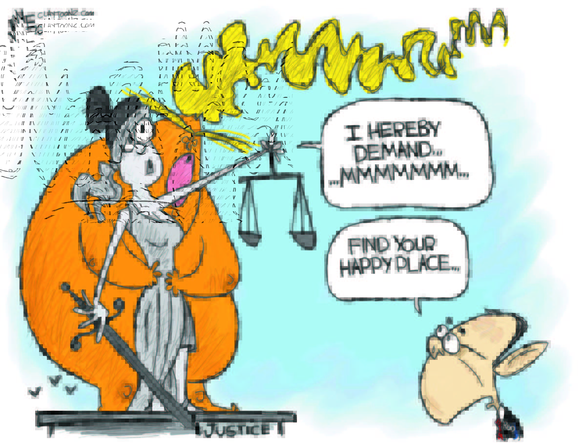 Cartoon: "DOJ Happy Place"