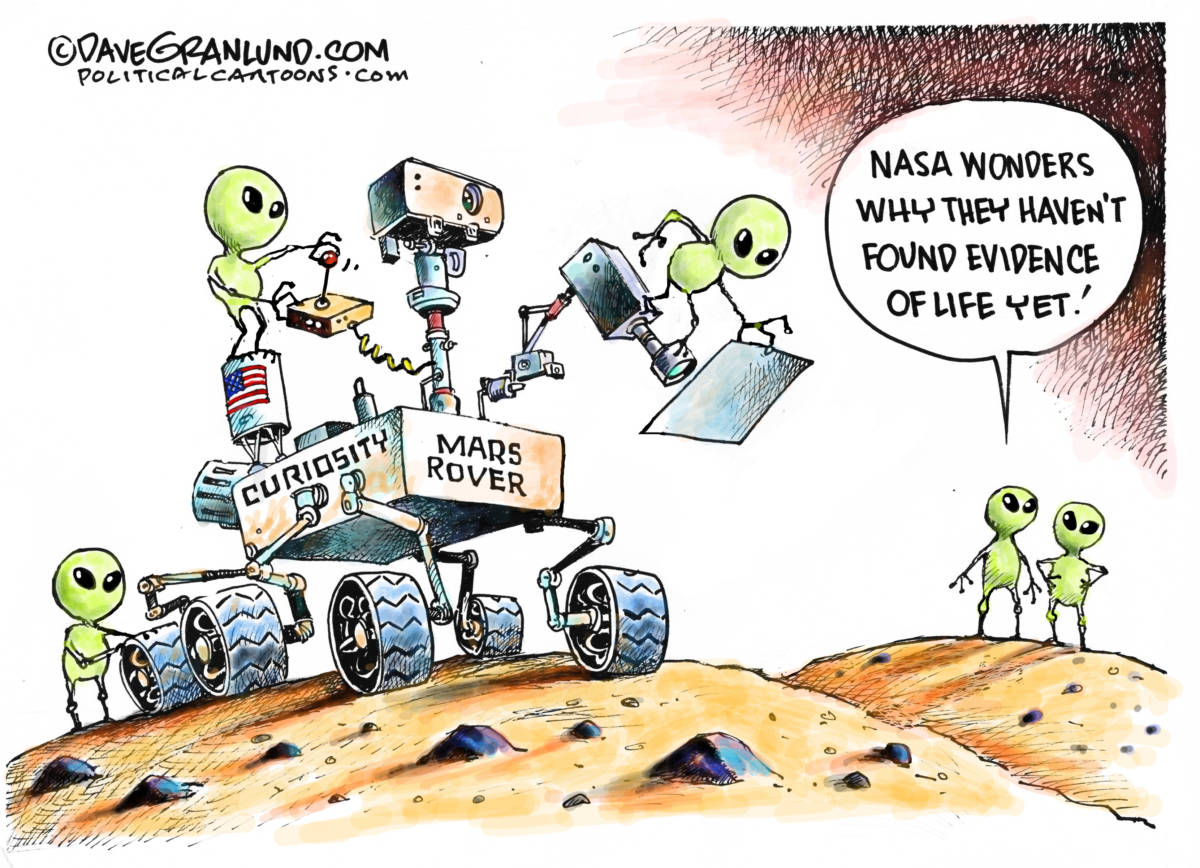Evidence of life, cartoon by Dave Granlund