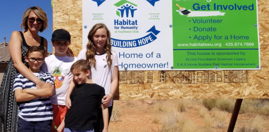 Kasidi Havens and her four children were selected by Habitat for Humanity of Southwest Utah and have already begun working on their sweat equity hours by helping complete the construction.