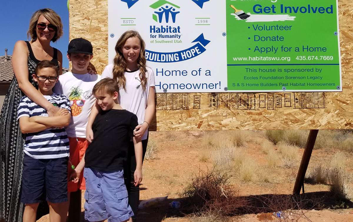 Kasidi Havens and her four children were selected by Habitat for Humanity of Southwest Utah and have already begun working on their sweat equity hours by helping complete the construction.