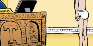 Trump meets with Rosenstein Bruce Plante Cartoon: Trump meets with Rosenstein, President Donald J. Trump, Assistant Attorney General Rod Rosenstein, wearing a wire, oval office, Plante 20180926