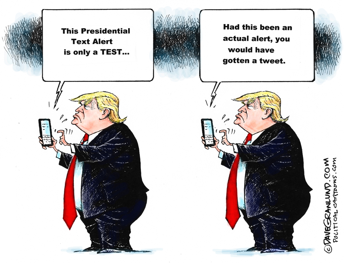 Presidential Alert test, Dave Granlund, cell phone, text message, phone, trump national, emergency