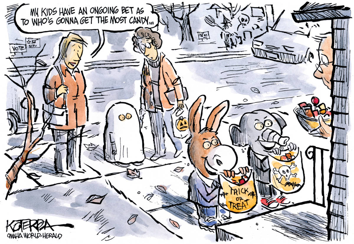 Campaigning for Candy, Jeff Koterba, southern Utah, Utah, St. George, The Independent, Koterba, democrat, republican, donkey, elephant, campaign, election, Halloween, politics