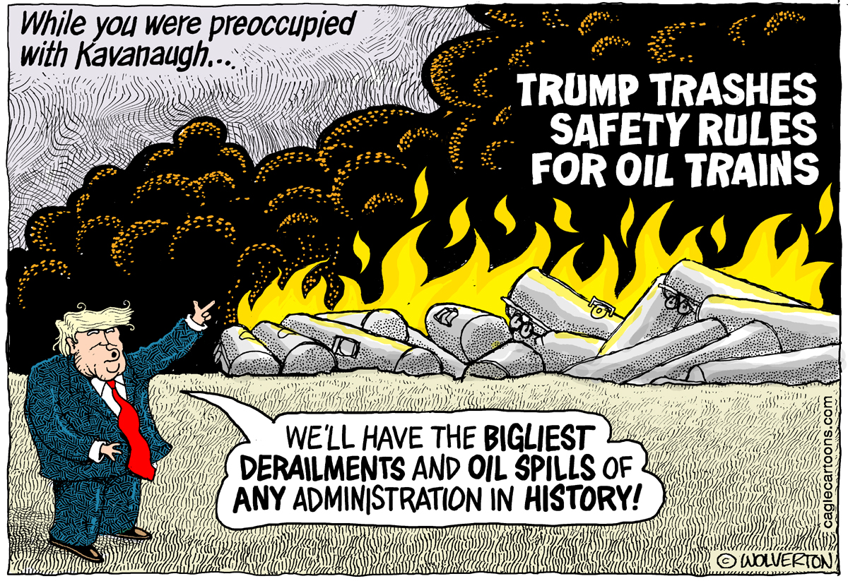 Trump Trashes Oil Train Safety Rules, Wolverton, Petroleum, Oil, Obama, Safety Rules, Railroads, Trains, Braking, Tank Cars, Derailment, Spills, Department of Transportation