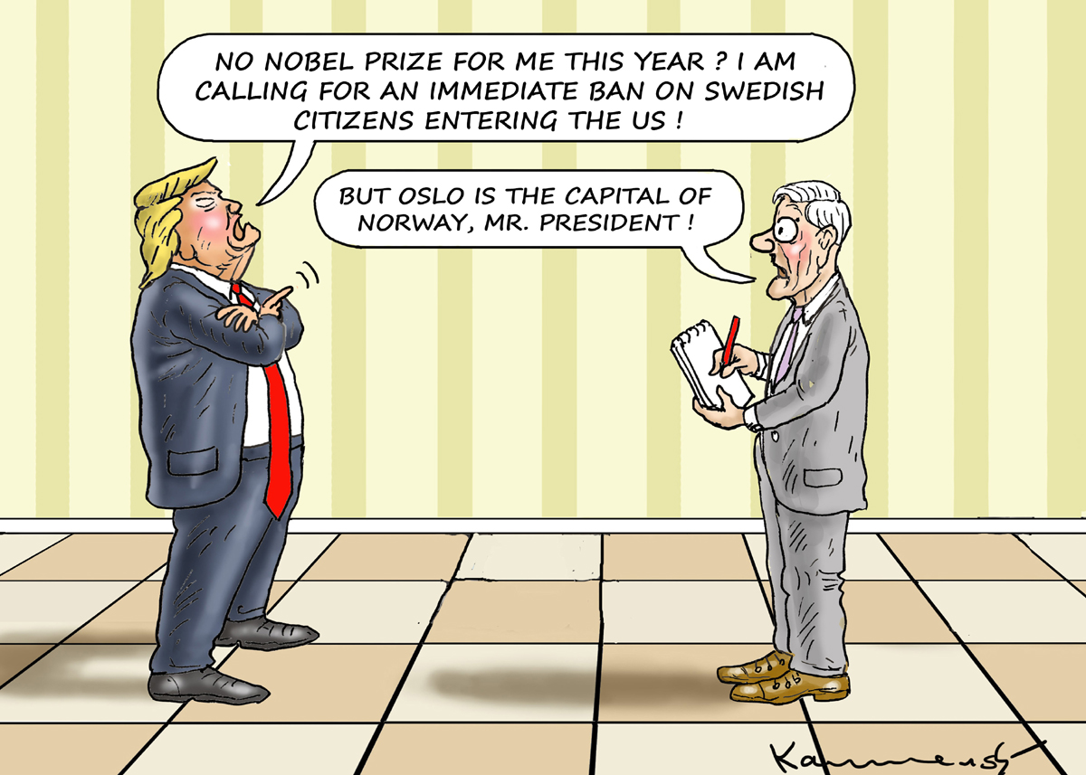 Nobel Prize for Trump, Marian Kamensky, trump, nobel prize, oslo, norway, citizens, ban