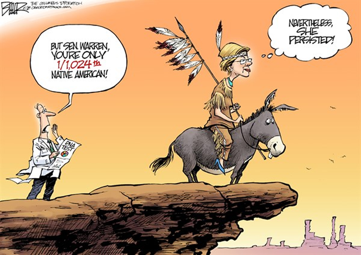 Nevertheless, she persisted, Nate Beeler, southern Utah, Utah, St. George, The Independent, Elizabeth Warren, Pocahontas, Native American heritage, LARPing as an Indian