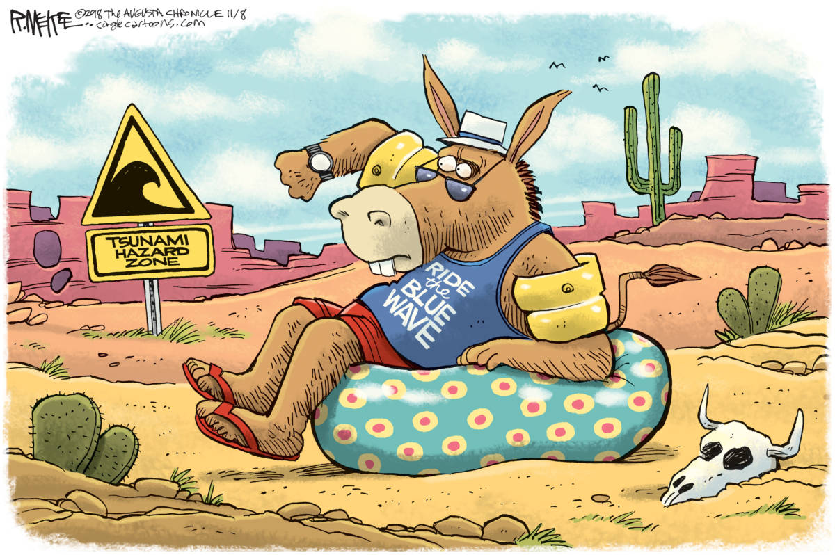 Waiting on the Blue Wave, Rick McKee, southern Utah, Utah, St. George, The Independent, midterm,elections,blue wave,Democrats,888