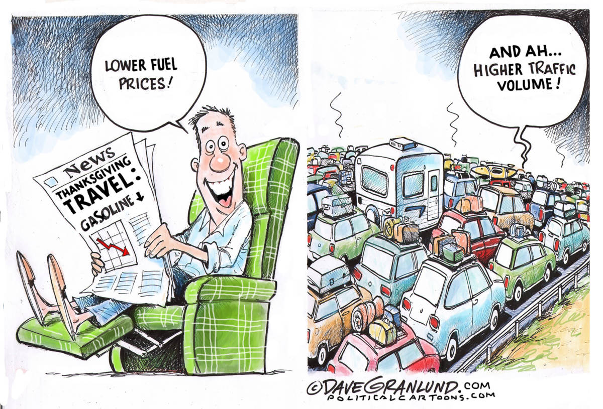 Thanksgiving 2018 gas prices, Dave Granlund, southern Utah, Utah, St. George, The Independent, gasoline, travel, families, road, highways, turkey day, pumps, low, prices, lower, fuel, cars, vehicles