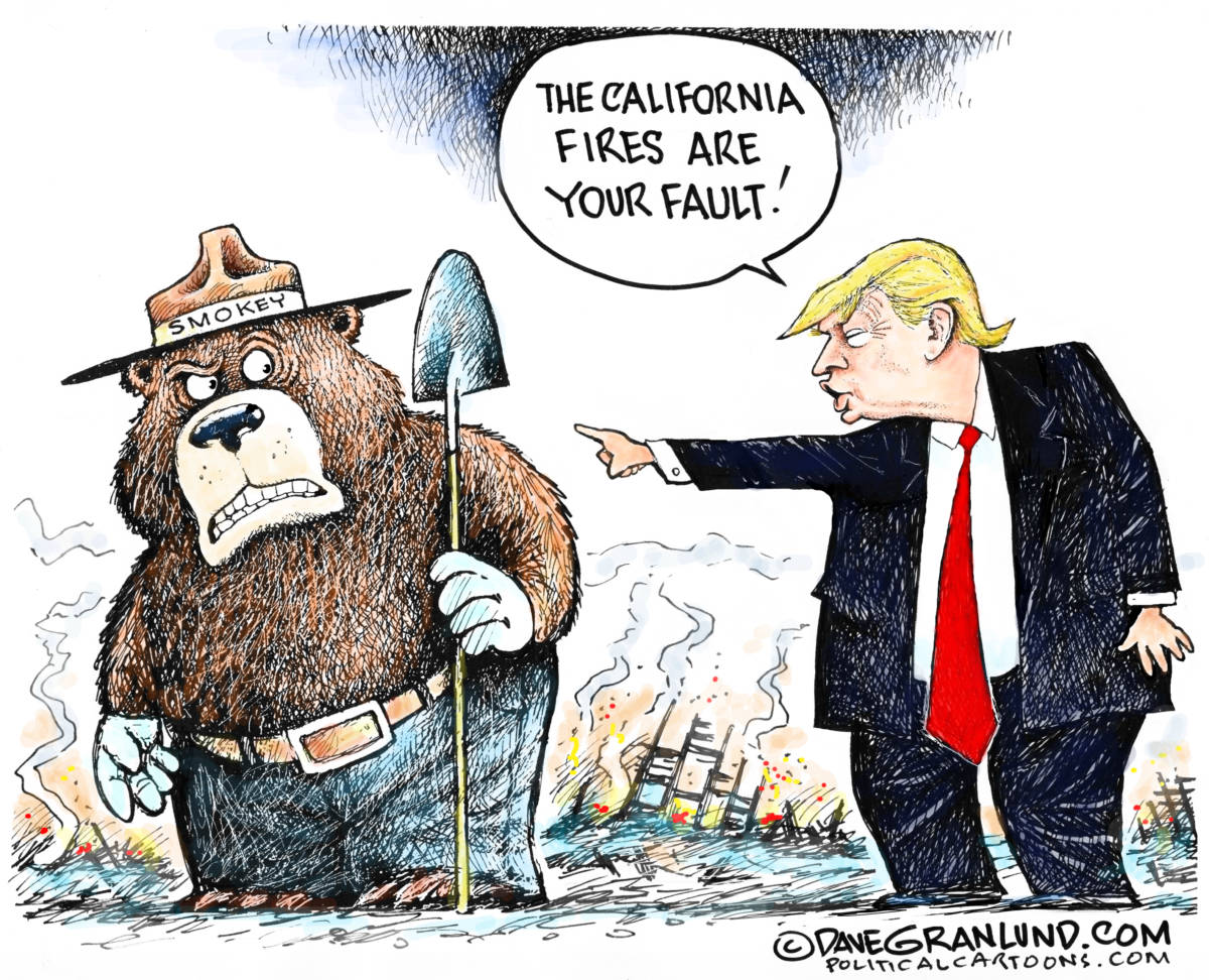 California fires blame, Dave Granlund, southern Utah, Utah, St. George, The Independent, fire, blame, wildfires, camp fire, forest management, deadly, fatalities, president, trump