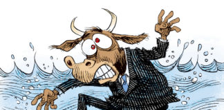 Oil Prices Sink Wall Street Oil Prices Sink Wall Street, Daryl Cagle, southern Utah, Utah, St. George, The Independent, Wall Street,economy,business,oil,energy,drown,water,sink,stock market,drown,Iran,Venezuela,Russia,Saudi Arabia,petroleum,bull,Best Political Cartoons,stock market 2016,cotd