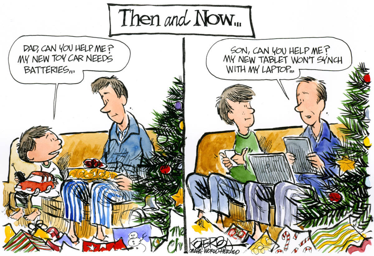 Then and Now, Jeff Koterba, southern Utah, Utah, St. George, The Independent, Koterba, iPad, tech, computers, Christmas