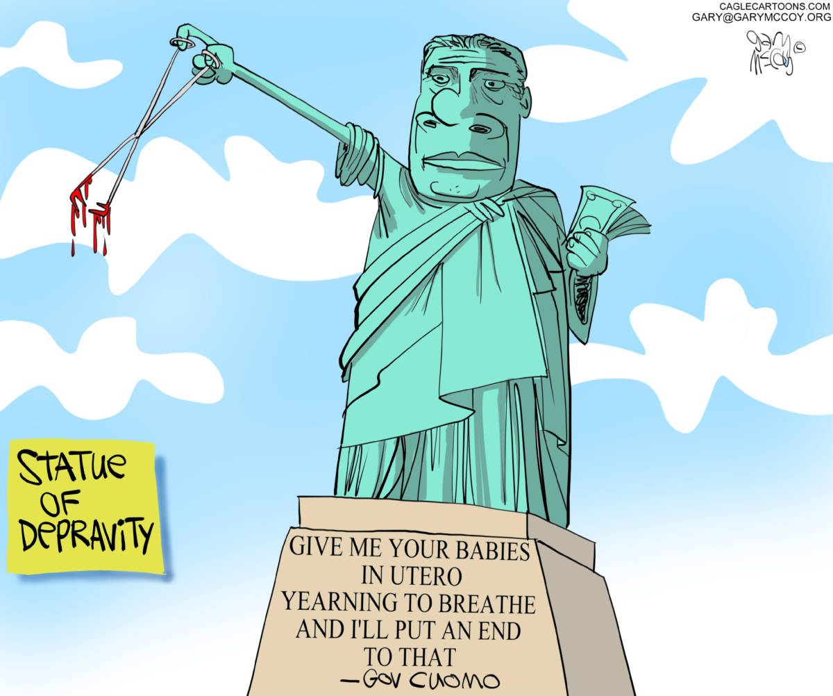 Statue of Depravity, Gary McCoy, southern Utah, Utah, St. George, The Independent, Gov Cuomo, New York, Pro-Life, Pro-Choice, Fetus, Late-term Abortion, Roe v Wade, New York Governor, Person, Baby, NY Abortion law
