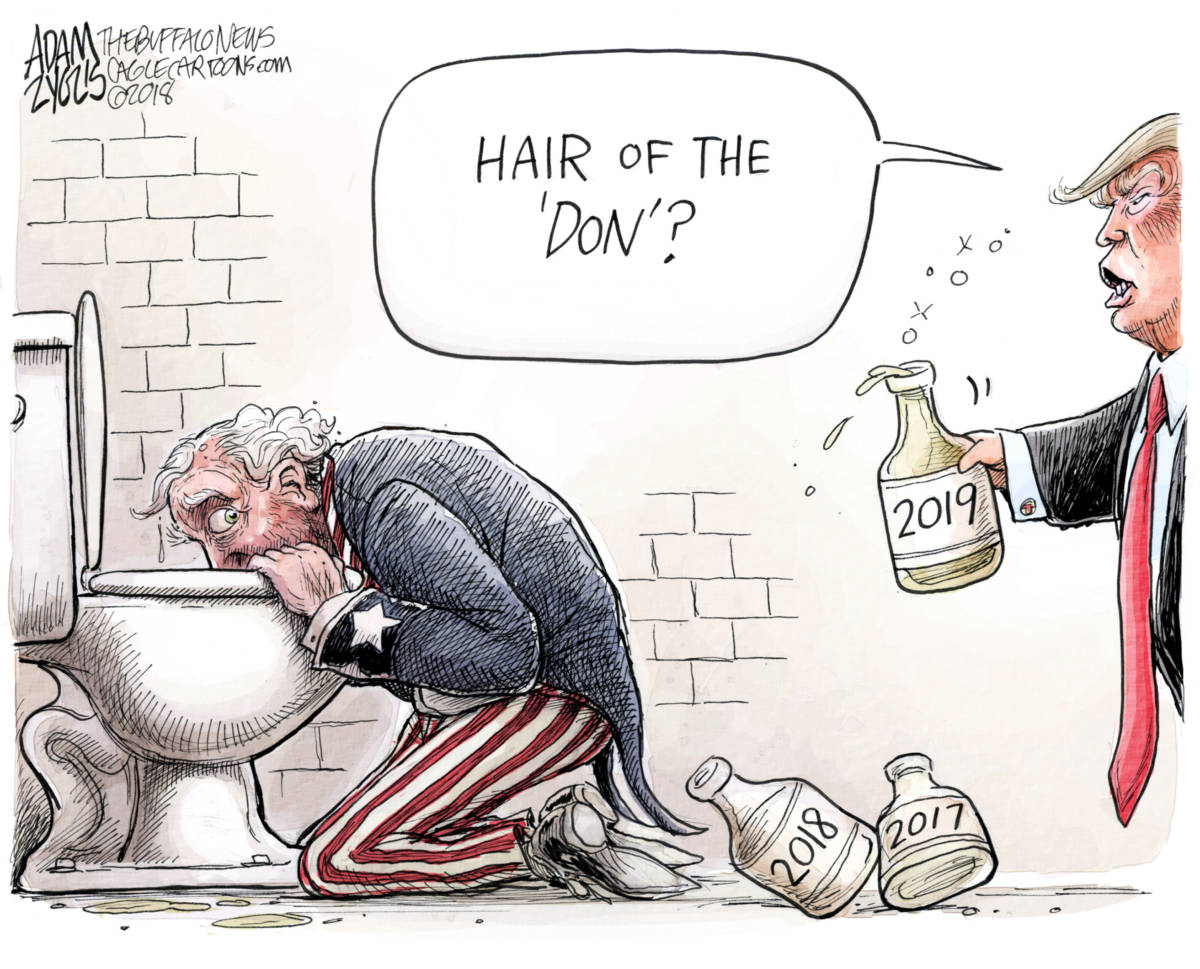 The hangover, Adam Zyglis, southern Utah, Utah, St. George, The Independent, trump,america,2019,white house,hangover,2018,president,donald,potus,policies,democracy