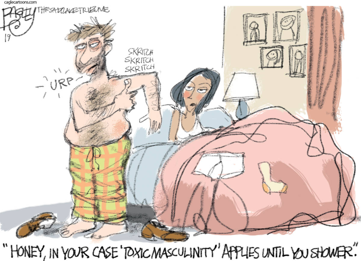 Toxic Masculinity, Pat Bagley, southern Utah, Utah, St. George, The Independent, Male, Gillette, razors, woke, toxic masculinity, masculinity, male, men, MeToo, Me too, women, abuse, morning, bed, couples, home, family, home life