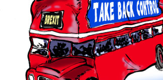 Take back control Take back control, Tom Janssen, southern Utah, Utah, St. George, The Independent, Brexit,England,UK,united kingdom,european union,EU,bus,double decker bus, red bus,london,Teresa May,Prime Minister