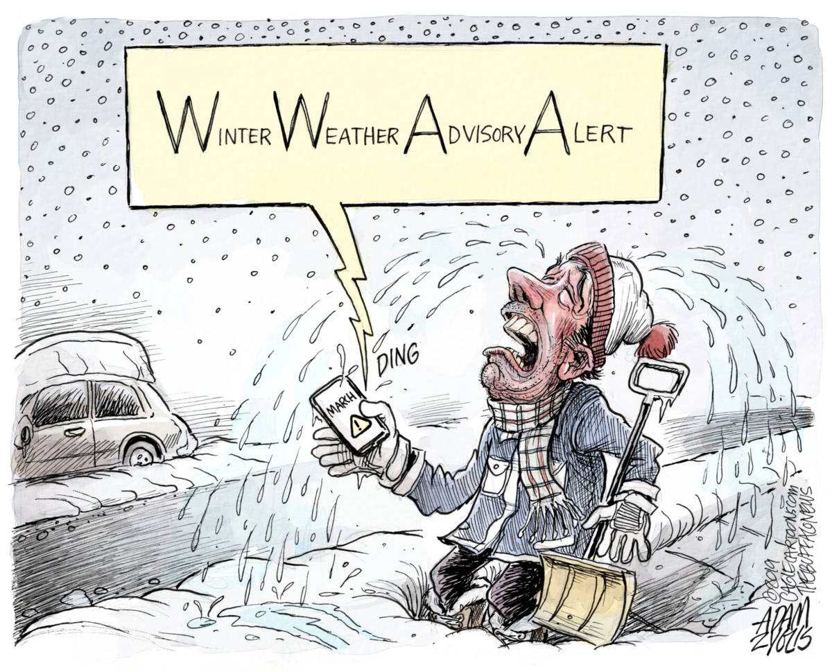 March sadness, Adam Zyglis, southern Utah, Utah, St. George, The Independent, march, weather, winter, winter weather advisory, midwest, northeast, snow, meteorology