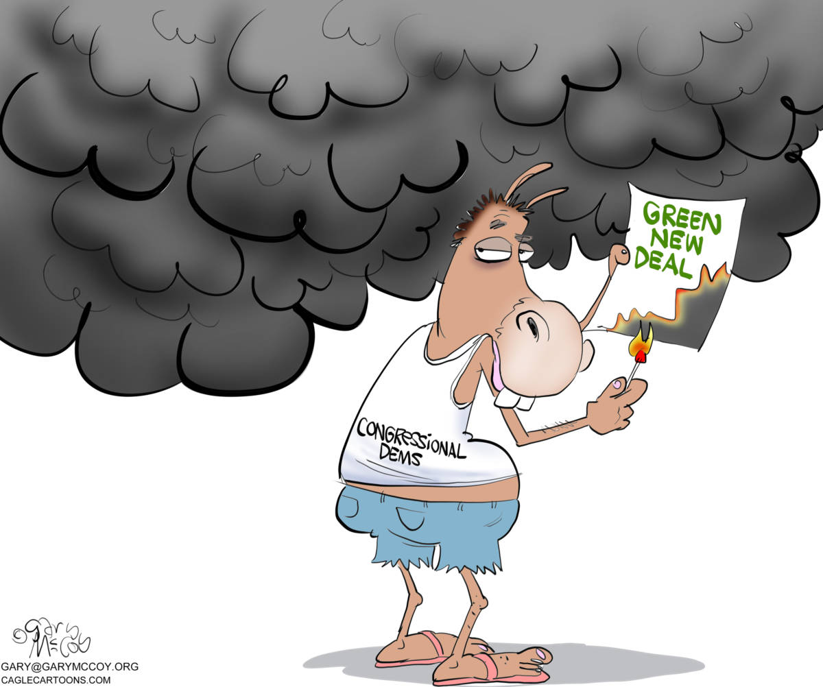 Burning Green New Deal, Gary McCoy, southern Utah, Utah, St. George, The Independent, AOC,wind power,solar,solar panels,Senate Majority Leader Mitch McConnell,Alexandria Ocasio-Cortez,cow farts,carbon emissions,green new deal vote,vote present,congressional democrats ,green new deal