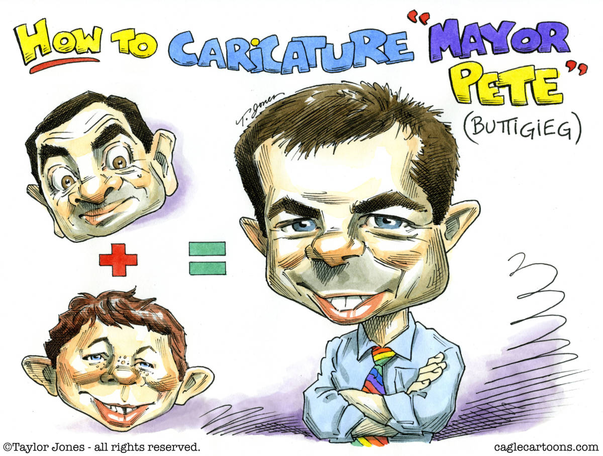 Pete Buttigieg, Taylor Jones, southern Utah, Utah, St. George, The Independent, pete buttigieg, mayor pete, election 2020, democrats, democratic primary, presidential candidate, south bend, indiana, openly gay, mister bean, alfred e neuman, caricature