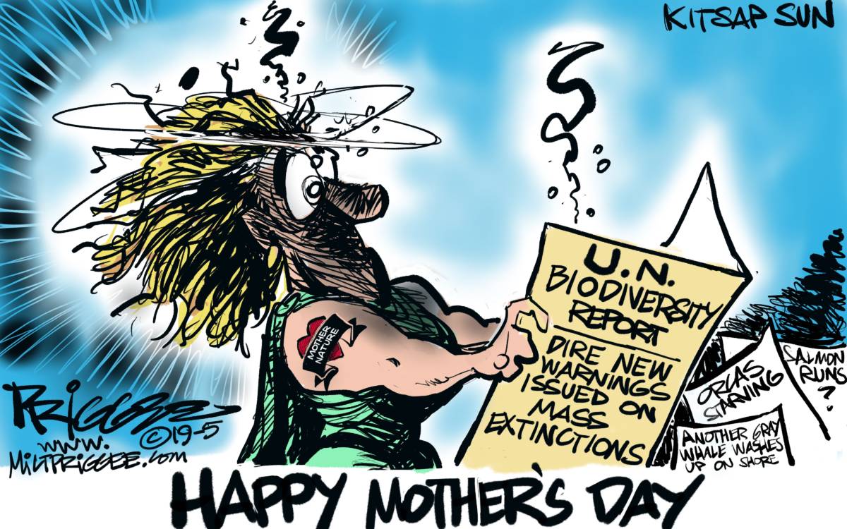 Mother's Day, Milt Priggee, southern Utah, Utah, ST. George, The Independent, UN, report, mass extinction, humans, wildlife, mother nature, biodiversity, fossil fuels