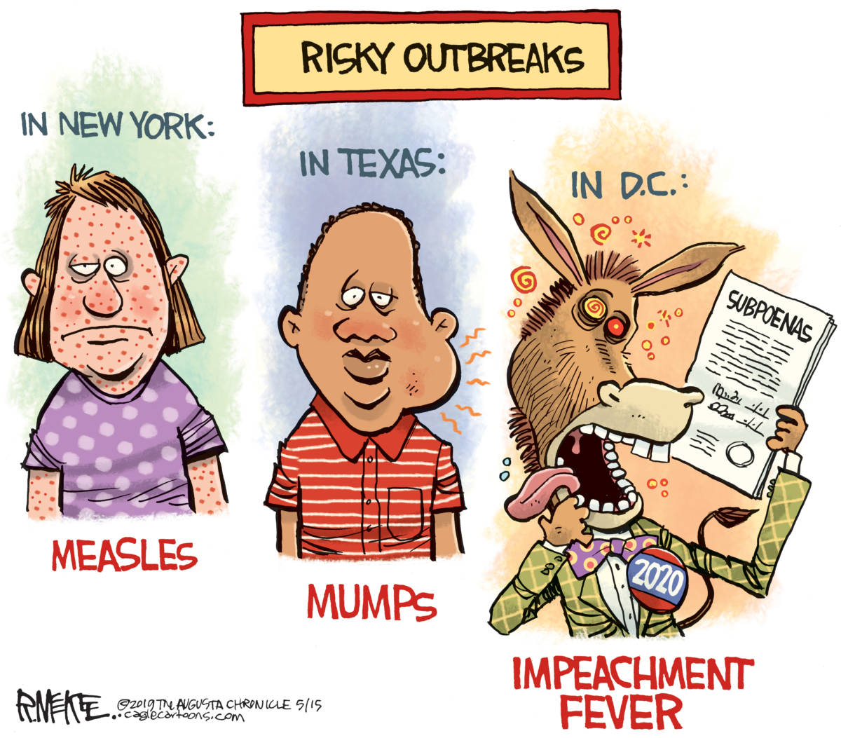 Impeachment Outbreak, Rick McKee, southern Utah, Utah, St. George, The Independent, Measles, mumps, outbreaks, anti vaxxers, vaccination, disease, illness, health, impeachment, Trump, Russia, collusion, obstruction,