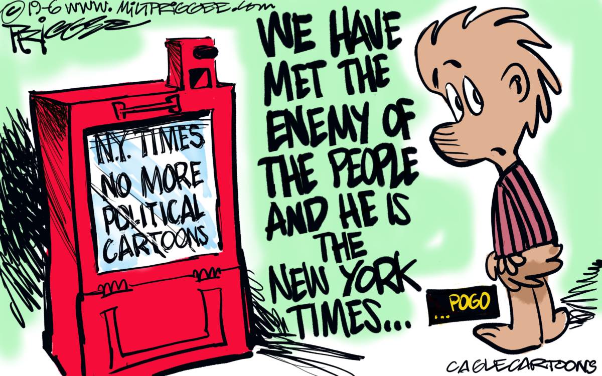 N Y Times and Pogo, Milt Priggee, southern Utah, Utah, St. George, The Independent, New York Times, political cartoons, editorial cartoons, ban, journalism, newspapers