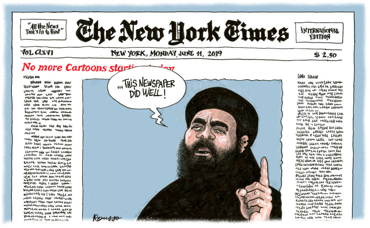 Daesh likes the New York Times, Robert Rousso, New York Times, no more cartoons, Daesh
