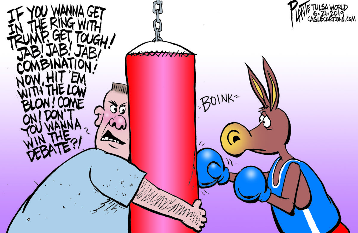Training for the big debate, Bruce Plante, Training for the big debate,2020 Democratic Primary,Campaign 2020,Battling President Donald J Trump,punching bag,DNC,Democratic Party