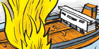 Iran Tanker Iran Tanker, Daryl Cagle, Iran,oil,tanker,navy,drone,mine,military,Gulf of Hormuz,Japan,Supreme Leader,.bath tub,Ali Khamenei,fire,flame,