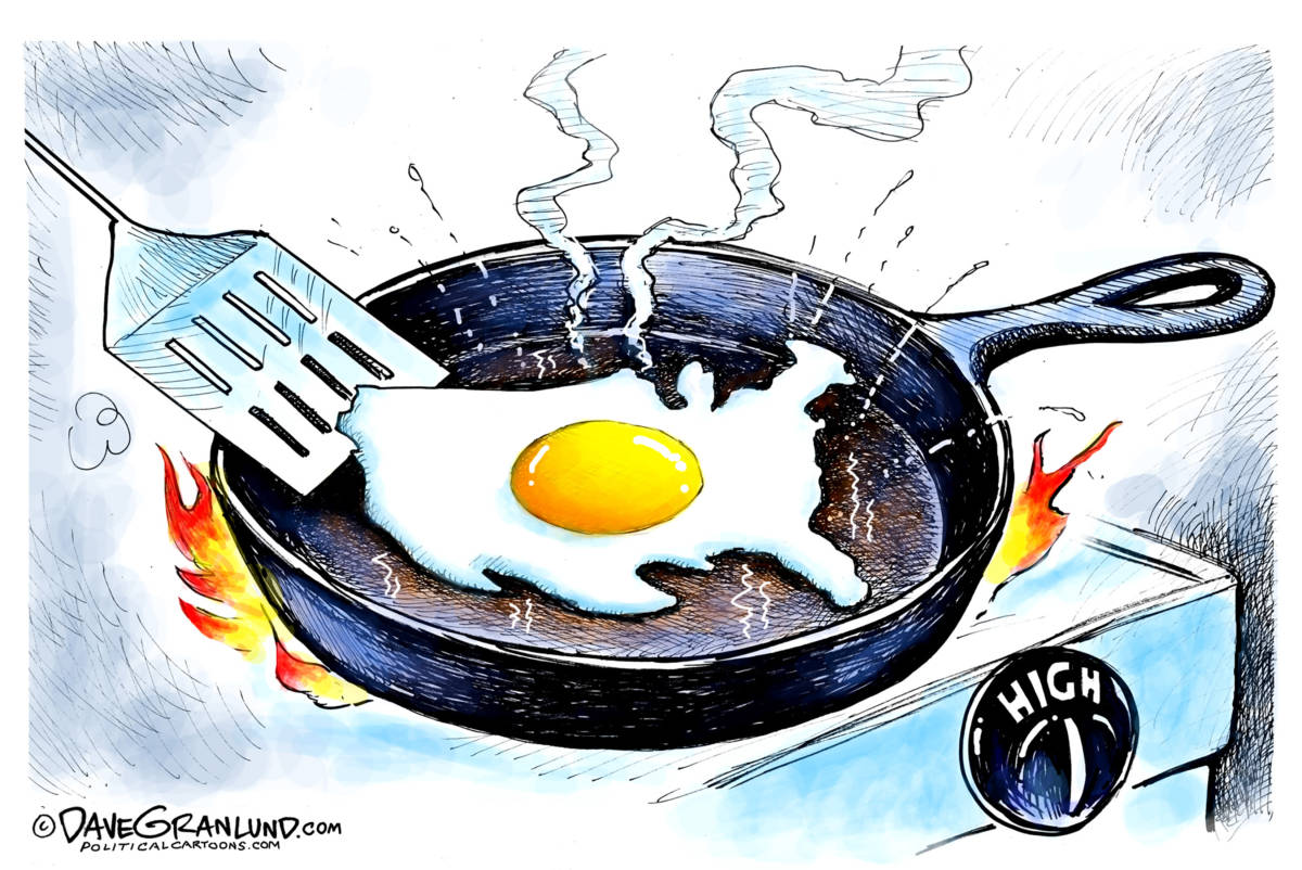 High heat in USA, Dave Granlund, Heat wave,scorch,100s,dangerous,frying pan,skillet,usa , sizzle,sizzling,weather,summer
