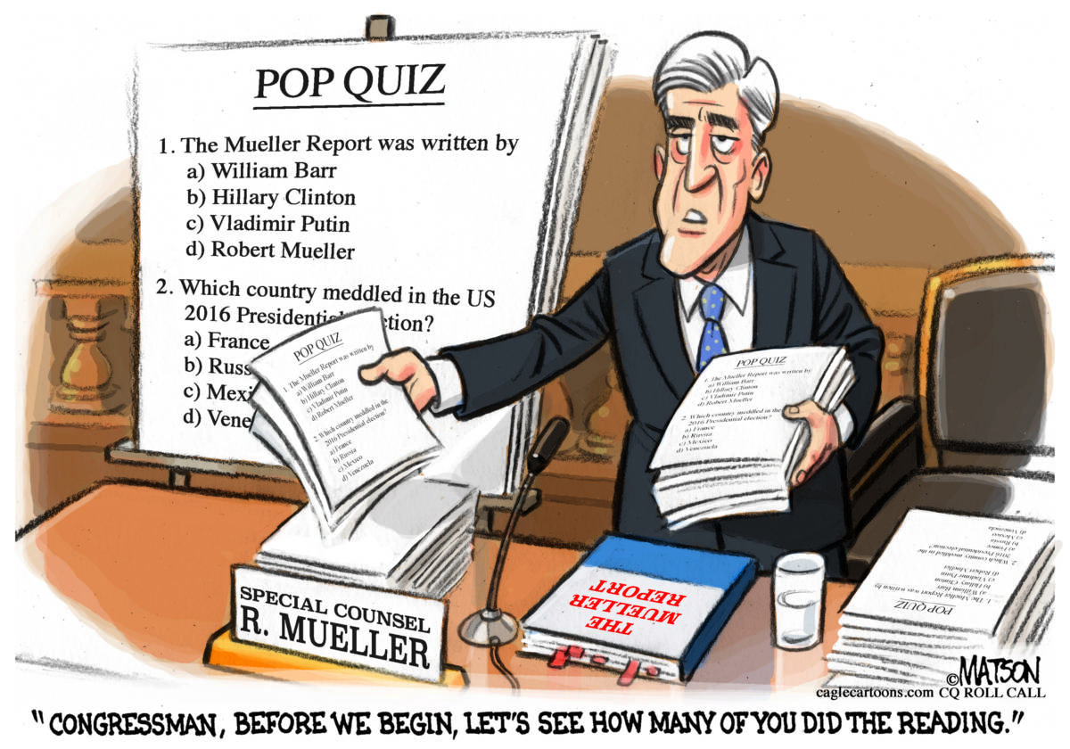 Mueller Report Pop Quiz, RJ Matson, Special, Counsel, Robert, Mueller, Report, Pop, Quiz, Congress, House, Judiciary, Committee, Hearing, Reading, Congressman, Representatives, Russia, President, trump