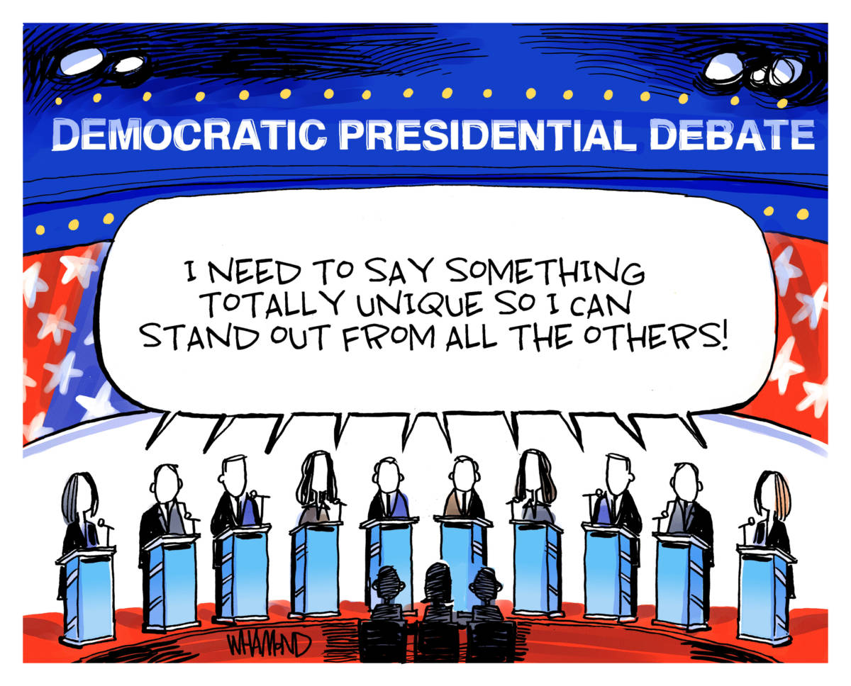 Dem Debates, Dave Whamond, Democratic Presidential Debates, 2020 election, candidates need a stand out moment, CNN, Detroit, need to attack Trump instead of each other, Harris, Biden, Sanders, Warren, Buttigeig, vying for memorable or dynamic moments, confrontations expected
