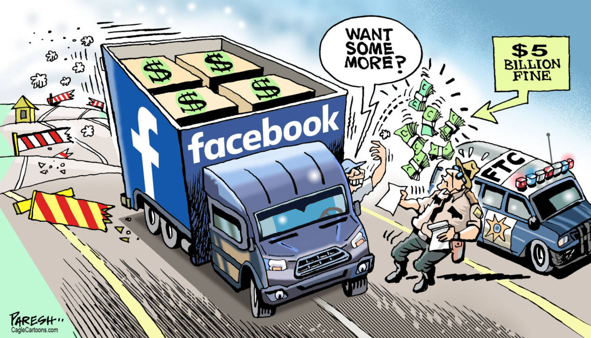 Facebook penalty, Paresh Nath, Facebook, Federal trade Commission, fine 5billion, data privacy, rule violation,Facebook stock price, no dent