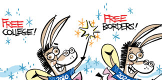 Fairy land Fairy land, David Fitzsimmons, Warren,Bernie, election 2020, electability, democrats, liberals, progressives