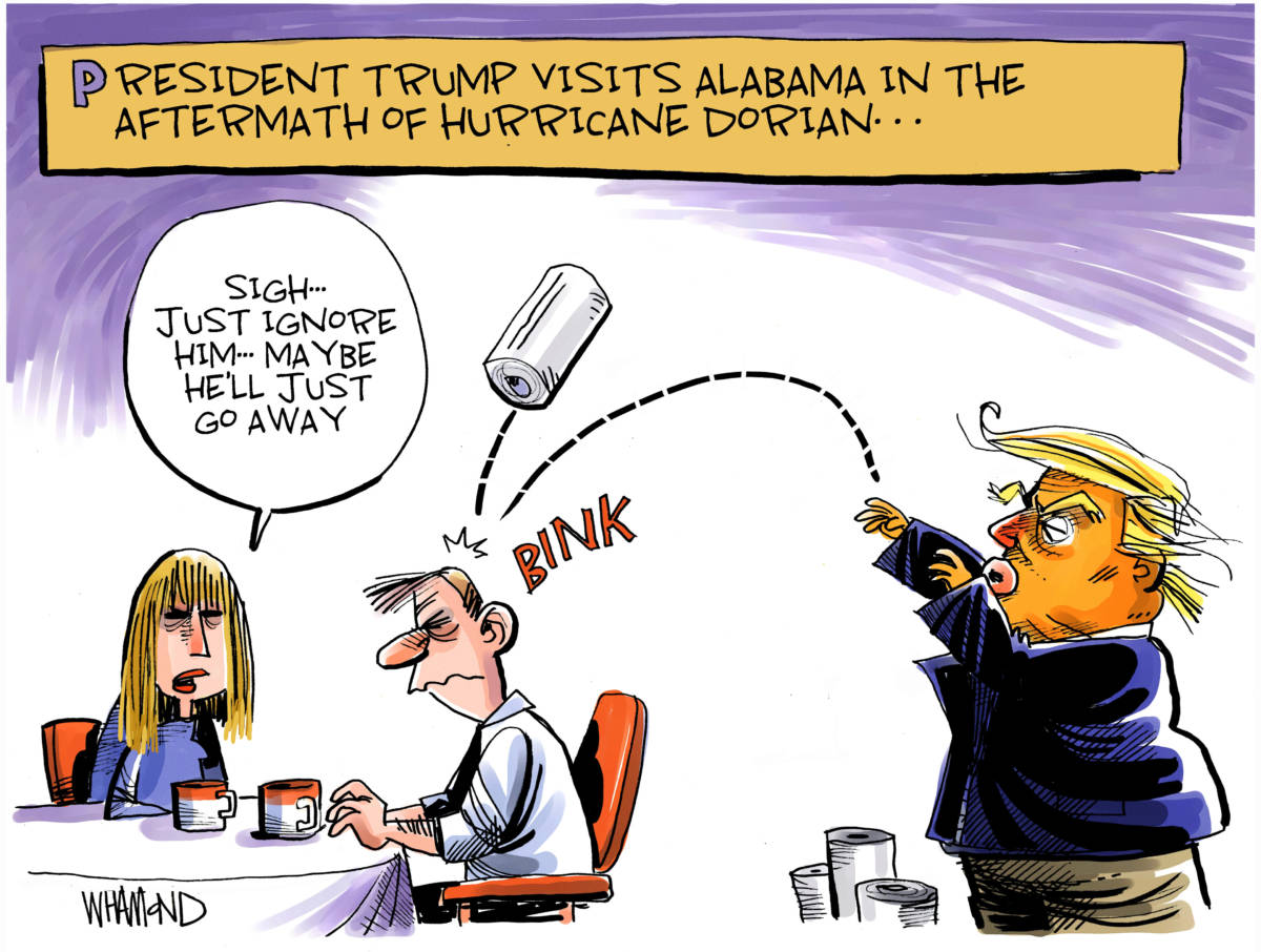 Sweet Trump Alabama, Dave Whamond, Trump wont let Alabama mistake go, blames media, ignores real devastation from hurricane, turns back Bahama hurricane Dorian survivors, sharpie gate, DJT cant or wont admit he is wrong, never apologizes,