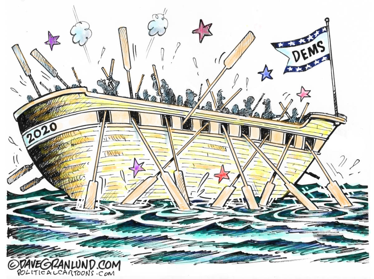 Democrats 2020 direction, Dave Granlund, politics, debates, 2020, identity, campaigns, candidates dems, field, attacks, mixed, presidential, oval office, running, same boat, confusion,
