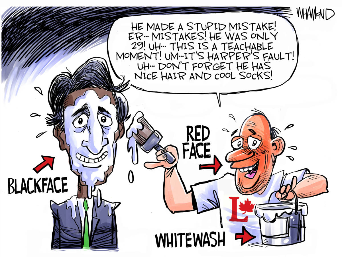 Trudeau Blackface Red face, Dave Whamond, Trudeau wearing racist makeup,campaign turmoil, 3rd video surfaces of Canadian PM in blackface, brown face, Trudeau apologies, Liberal war room scrambling, Canada election in jeopardy, PMJT has attacked foes about racism in past, hypocrite,glass houses
