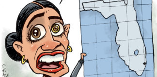 Cortez Miami Sharpie Cortez Miami Sharpie, Rick McKee, Alexandria Ocasio Cortez, climate change, Miami, sea level, Trump, Sharpie, Alabama, hurricane