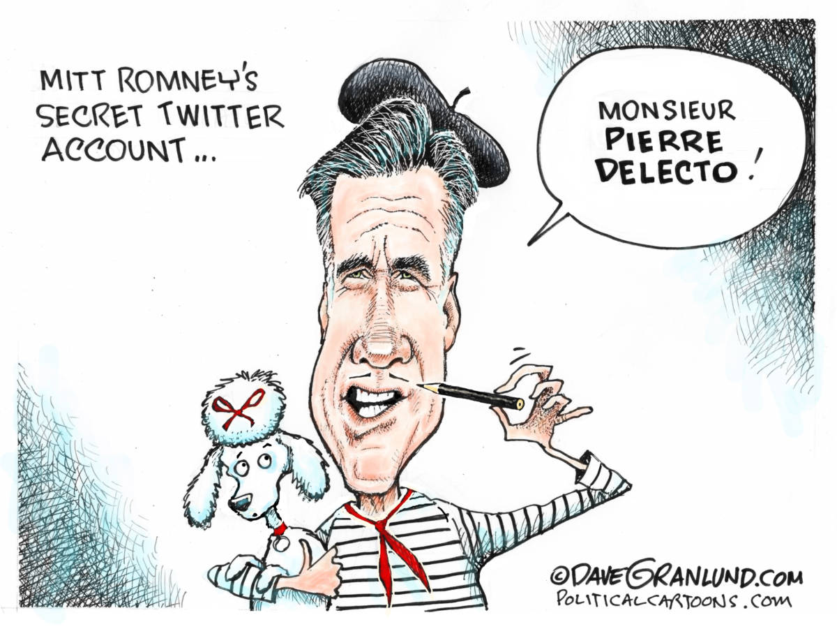 Mitt Romney secret Twitter account by Dave Granlund, PoliticalCartoons.com