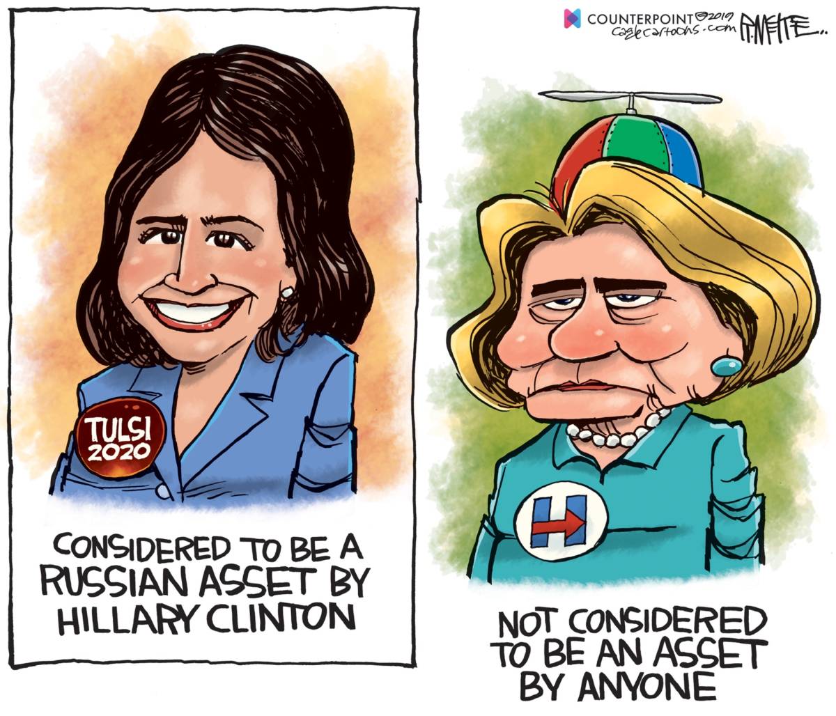Hillary No Asset by Rick McKee, Counterpoint