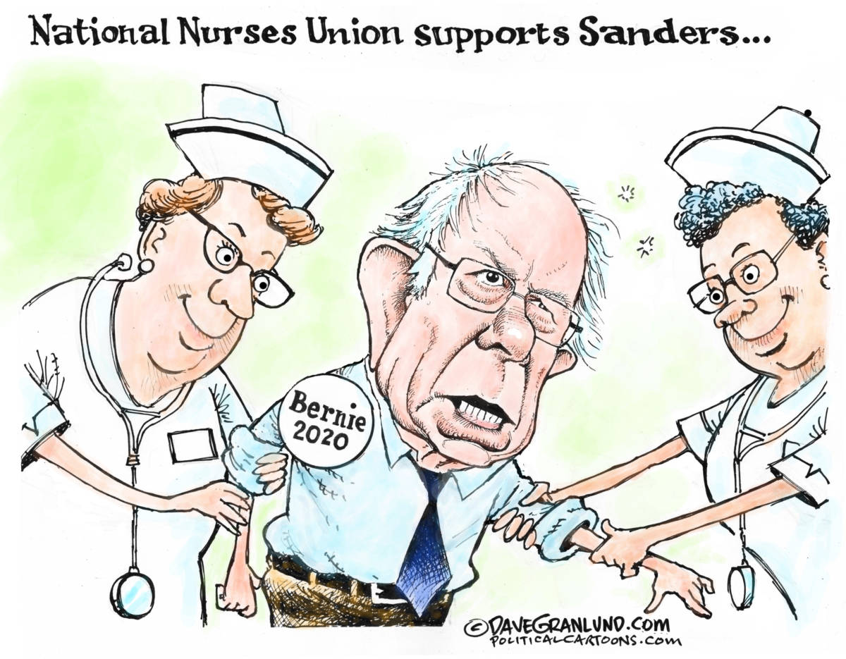 Bernie 2020 and Nurses Union by Dave Granlund, PoliticalCartoons.com