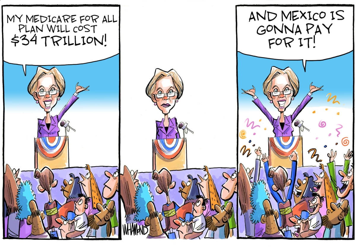Elizabeth Warren has a health plan by Dave Whamond, Canada, PoliticalCartoons.com