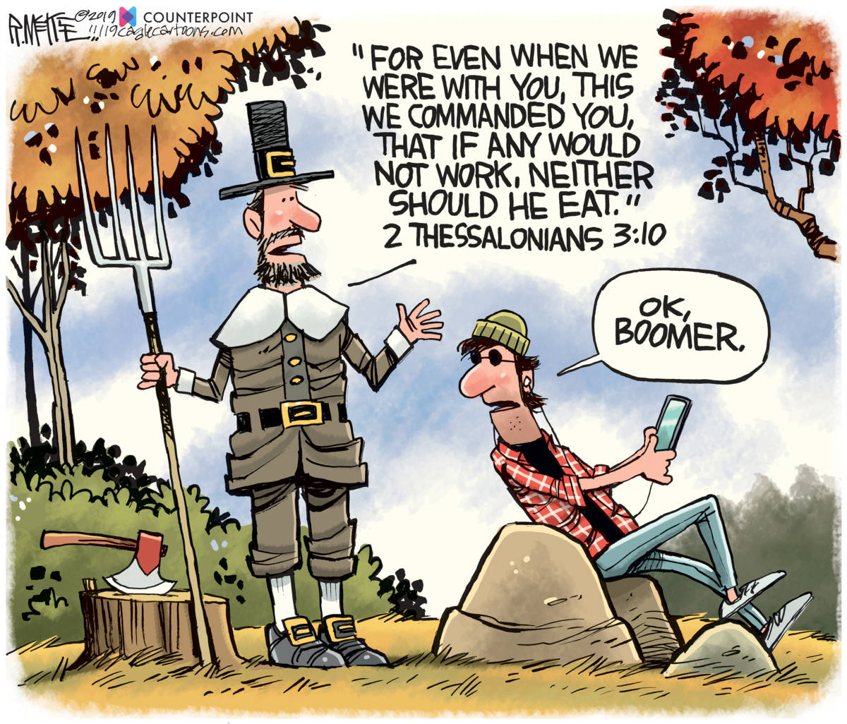 Thanksgiving OK Boomer by Rick McKee, Counterpoint