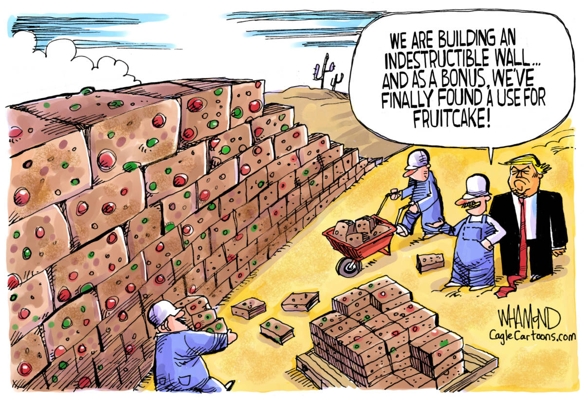 Build the Fruitcake wall by Dave Whamond, Canada, PoliticalCartoons.com