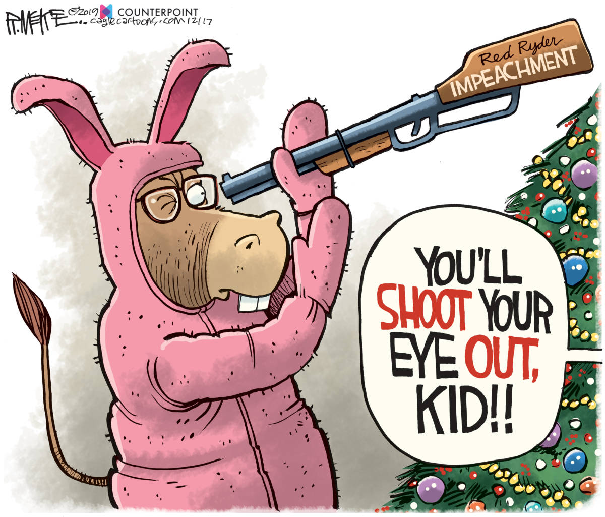 Dems Shoot Eye Out by Rick McKee, Counterpoint