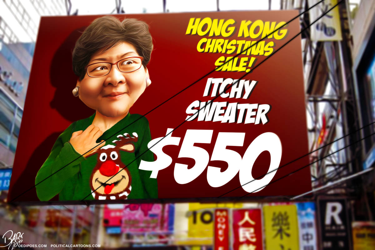 Hong Kong Christmas sale by Bart van Leeuwen, PoliticalCartoons.com